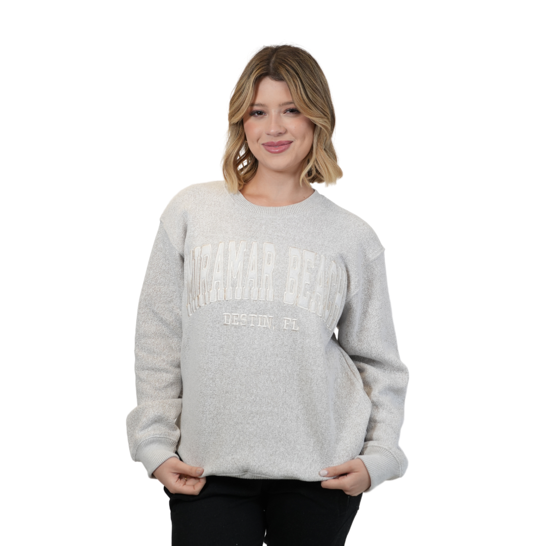Miramar Beach Fl. Nantucket Crewneck W/ City Name Applique Style Ap267 Sweater alvinsisland.com L.Brown XL
