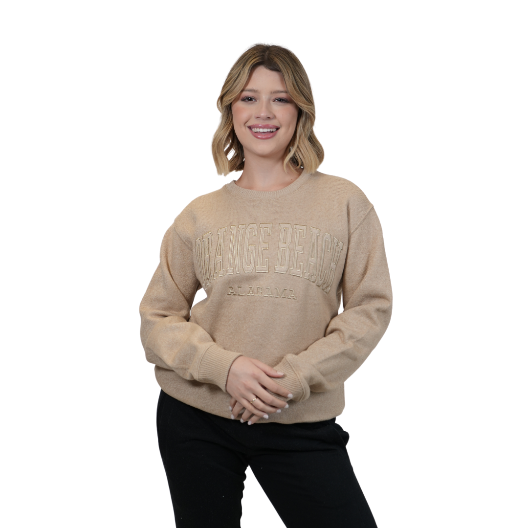 Orange beach Al, Nantucket Crewneck W/ City Name Applique Style Ap267