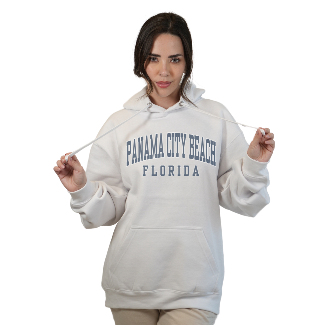 Panama City Beach Pullover Hoodie Women with Big Front Letters Design Style 252 HOODIES alvinsisland.com SMALL WHITE