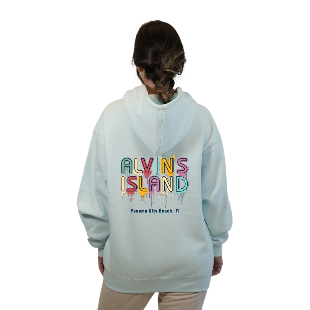 Panama City Florida Pullover Hoodie Women with Alvin's Island Drip Panting front and back Design Style 252 HOODIES alvinsisland.com
