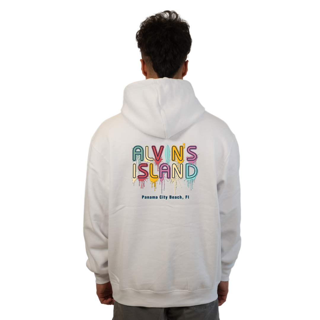 Panama City Pullover Hoodie Men with a Alvin's island Drip Painting Design Style 252
