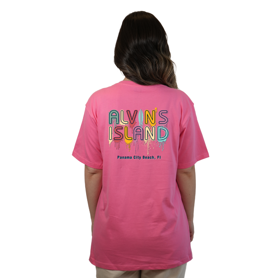 Panama City Beach Combed Cotton Women T-Shirt with a Alvin's island Drip Painting Design Style CC1000