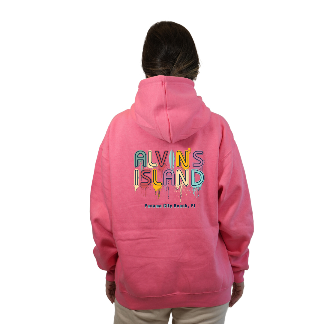 Panama City Florida Pullover Hoodie Women with Alvin's Island Drip Panting front and back Design Style 252 HOODIES alvinsisland.com