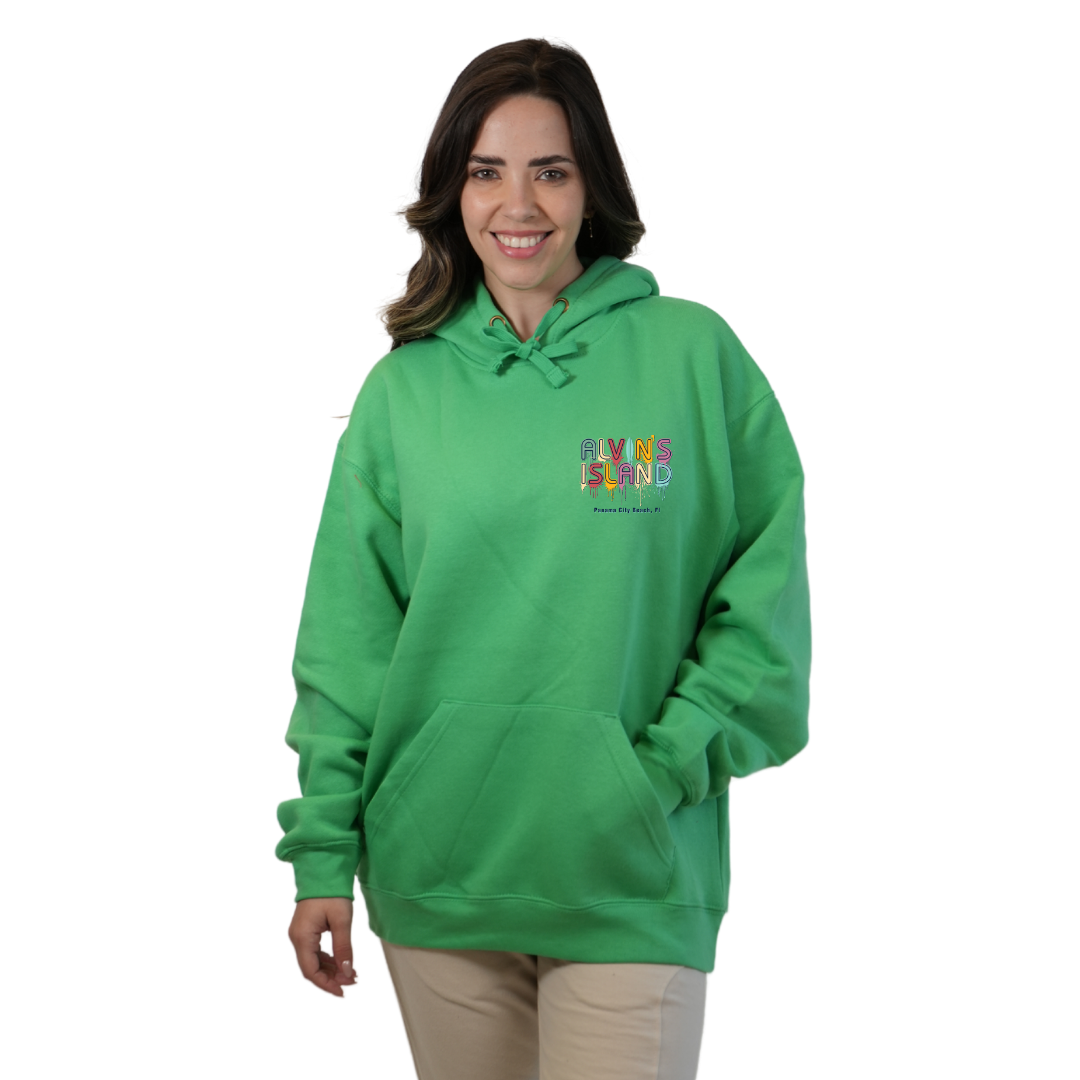 Panama City Florida Pullover Hoodie Women with Alvin's Island Drip Panting front and back Design Style 252 HOODIES alvinsisland.com Shamrock S
