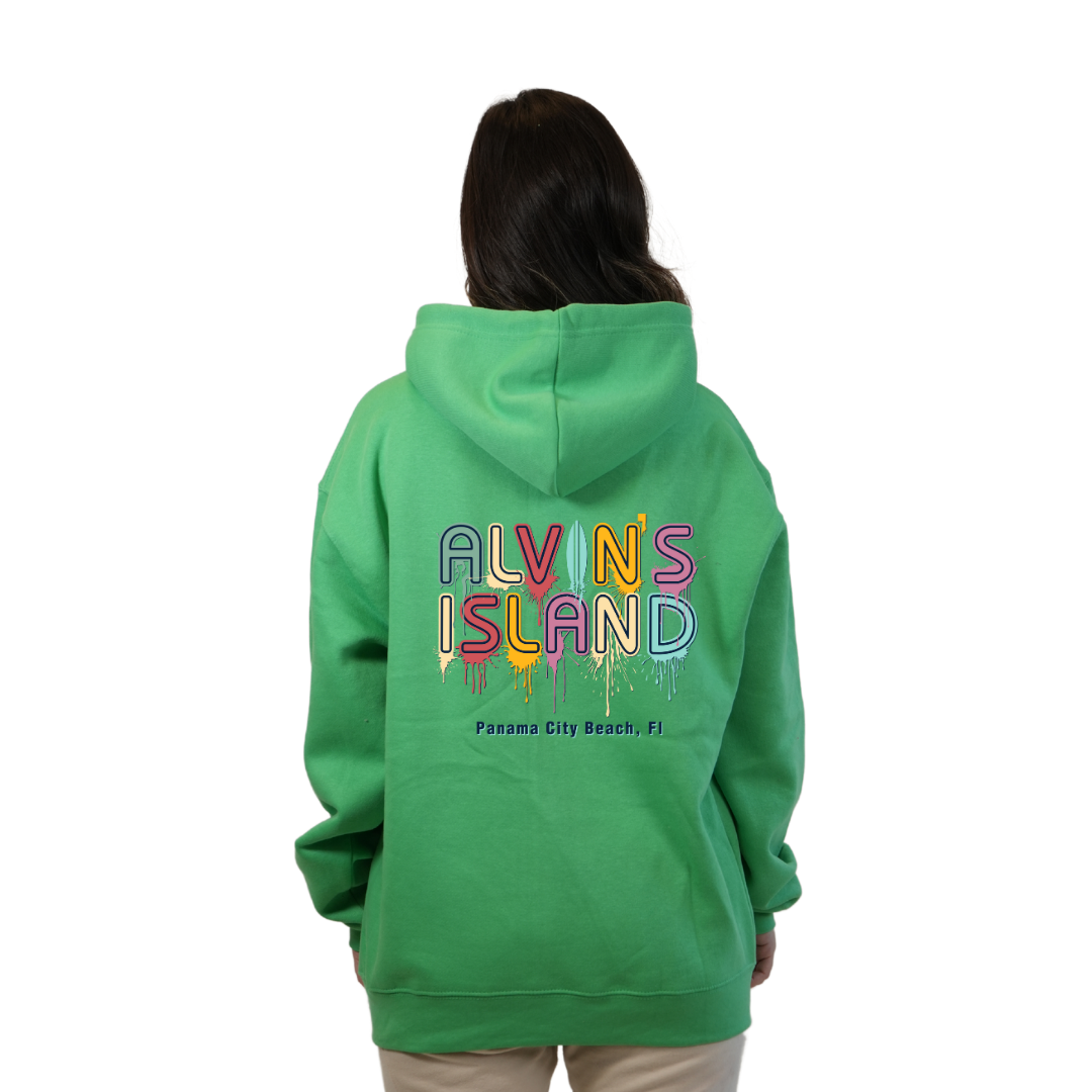 Panama City Florida Pullover Hoodie Women with Alvin's Island Drip Panting front and back Design Style 252 HOODIES alvinsisland.com
