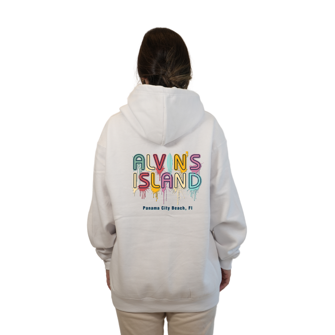 Panama City Florida Pullover Hoodie Women with Alvin's Island Drip Panting front and back Design Style 252 HOODIES alvinsisland.com