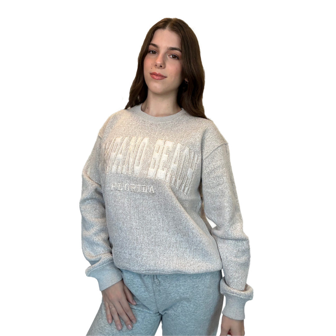 Pompano Beach Fl, Nantucket Crewneck W/ City Name Applique Style Ap267