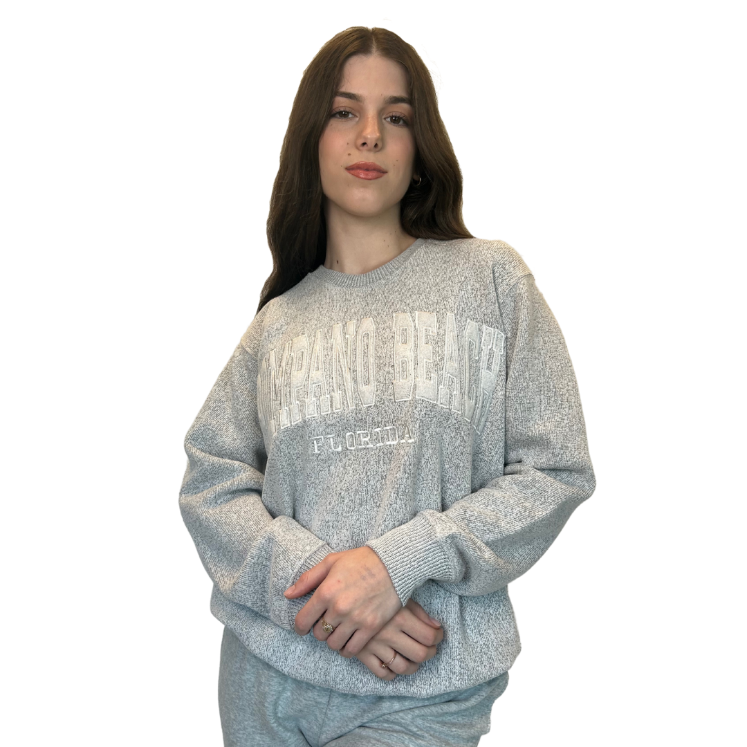 Pompano Beach Fl, Nantucket Crewneck W/ City Name Applique Style Ap267