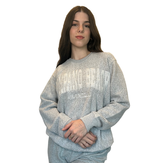 Pompano Beach Fl, Nantucket Crewneck W/ City Name Applique Style Ap267 crewneck alvinsisland.com salt&pepper S