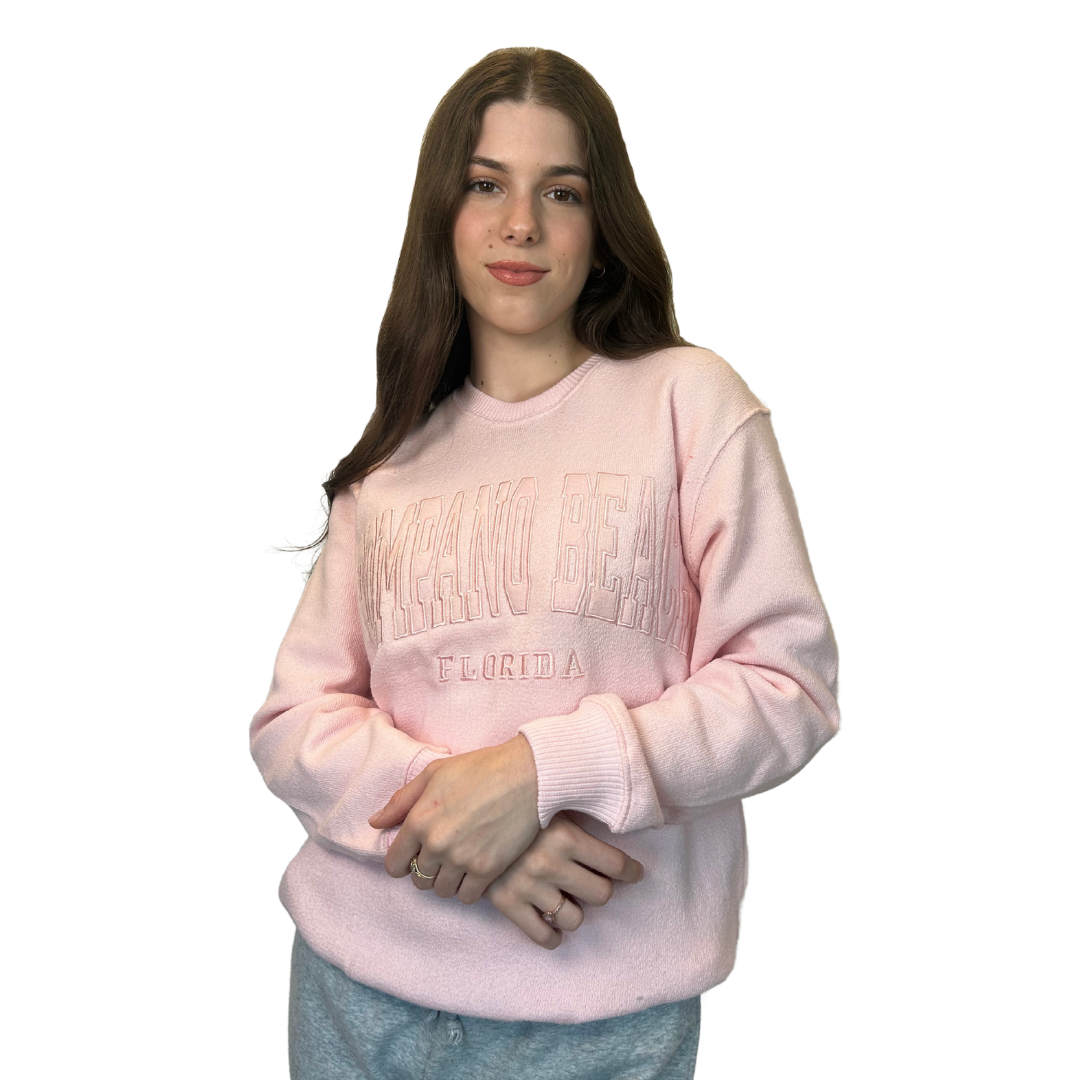 Pompano Beach Fl, Nantucket Crewneck W/ City Name Applique Style Ap267