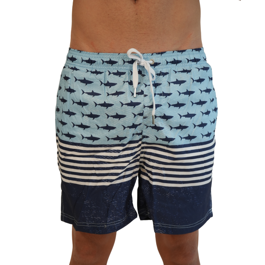 Mens Swim Trunks Small Sharks Style Sm-010