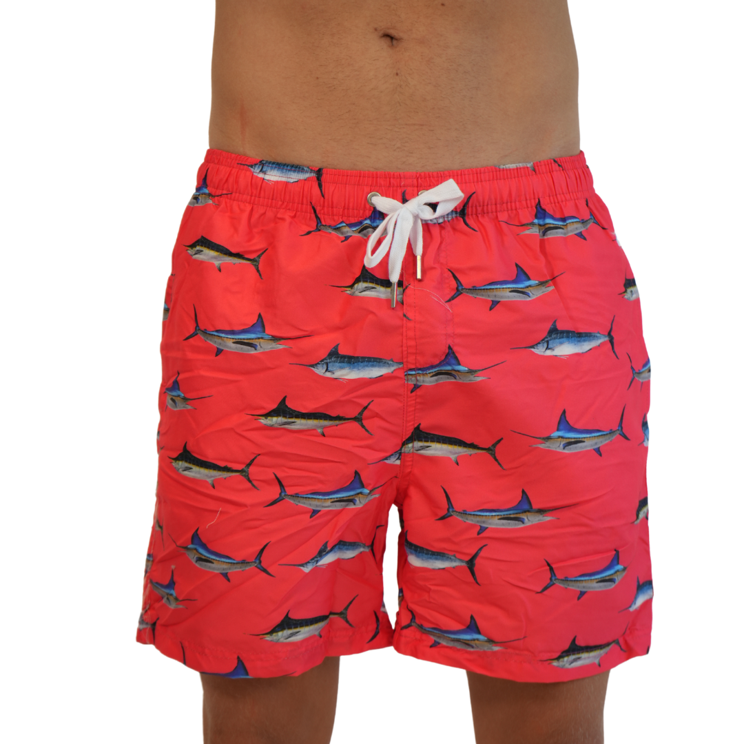 Mens Swim Trunks Marlins Red Style Sm-011