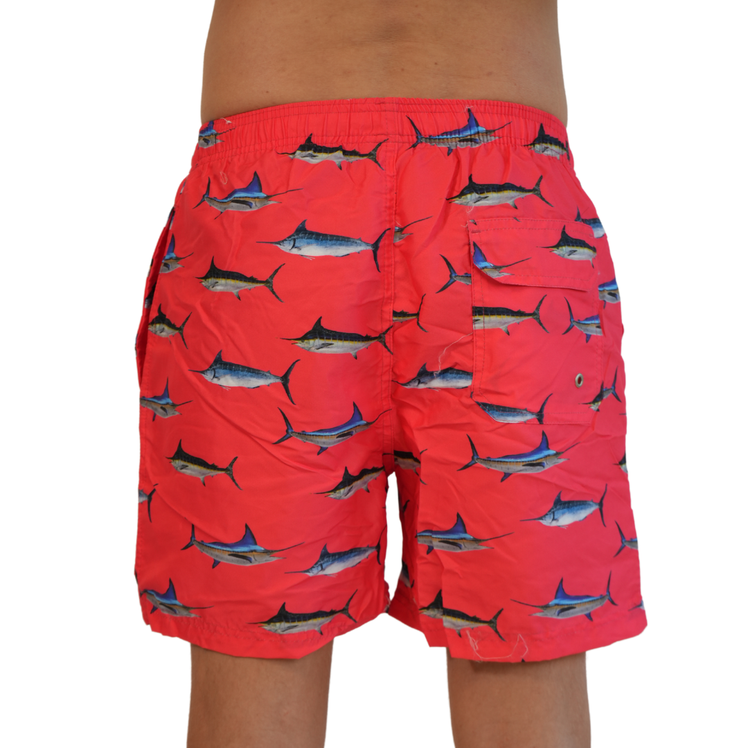 Mens Swim Trunks Marlins Red Style Sm-011 SHORT alvinsisland.com