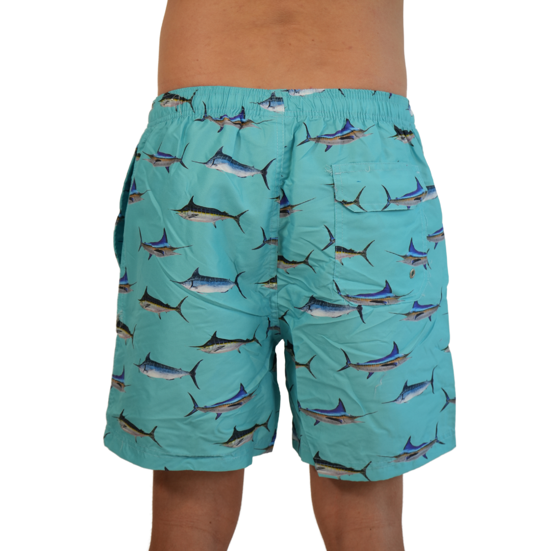 Mens Swim Trunks Marlins Lt Blue Style Sm-011b SHORT alvinsisland.com