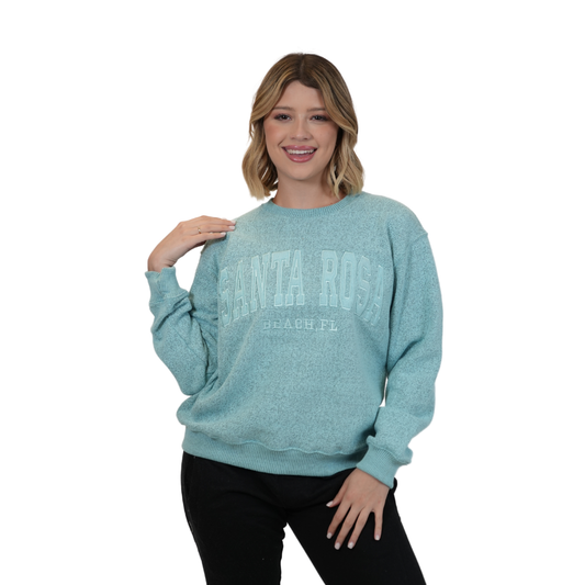 Santa Rosa Beach Fl, Nantucket Crewneck W/ City Name Applique Style Ap267 Sweater alvinsisland.com Aqua S