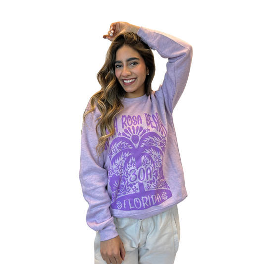 Santa Rosa Beach with front Palm Tree Design Crewneck Women Style ML100 crewneck alvinsisland.com