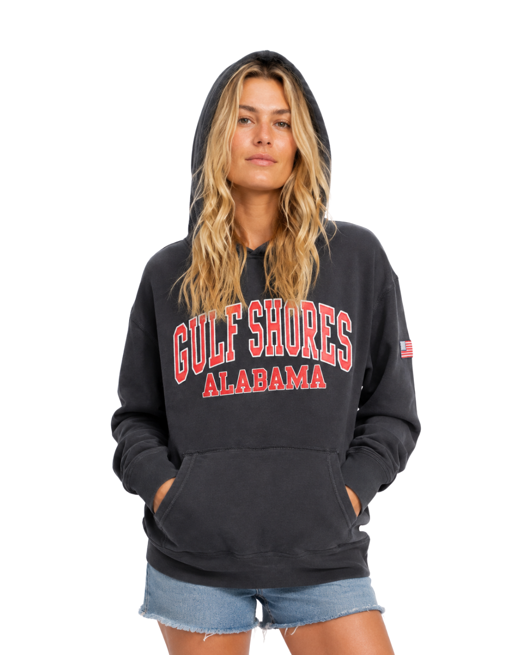 Gulf Shores, Al. Garment Dye Rawedge Applique Hoodie