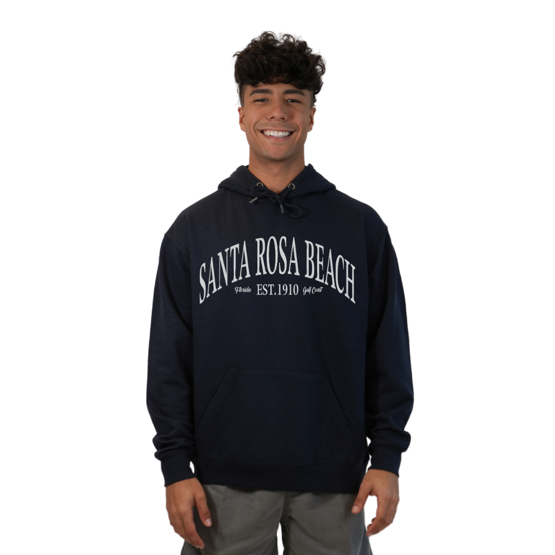 Santa Rosa Beach Pullover Hoodie Men with Big Front White Letters Design Style 252
