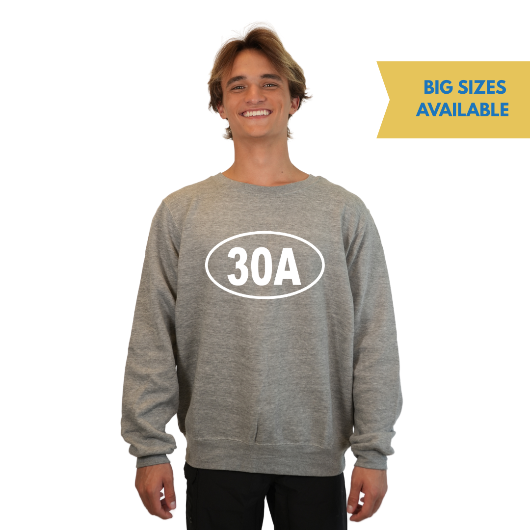 30A, Florida Panhandle Fleece Crewneck Sweatshirt Men Style 067 crewneck alvinsisland.com Hea. grey S