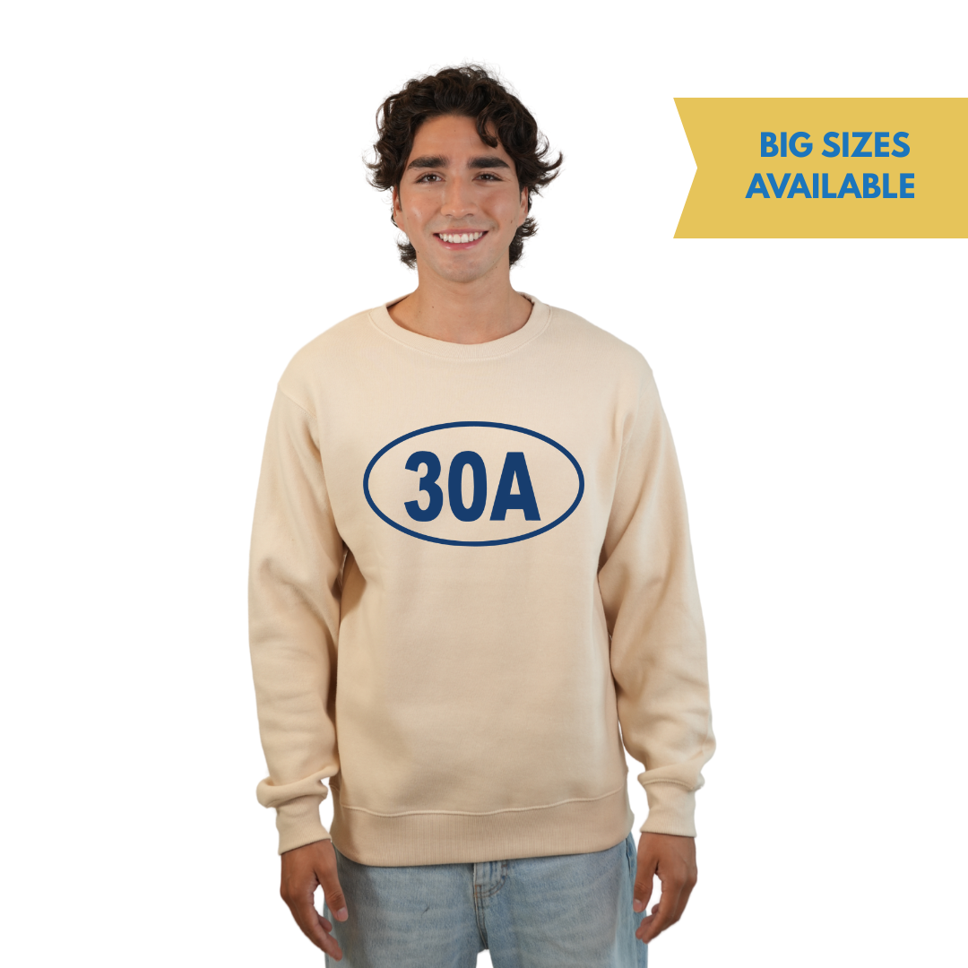 30A, Florida Panhandle Fleece Crewneck Sweatshirt Men Style 067 crewneck alvinsisland.com Oyster S