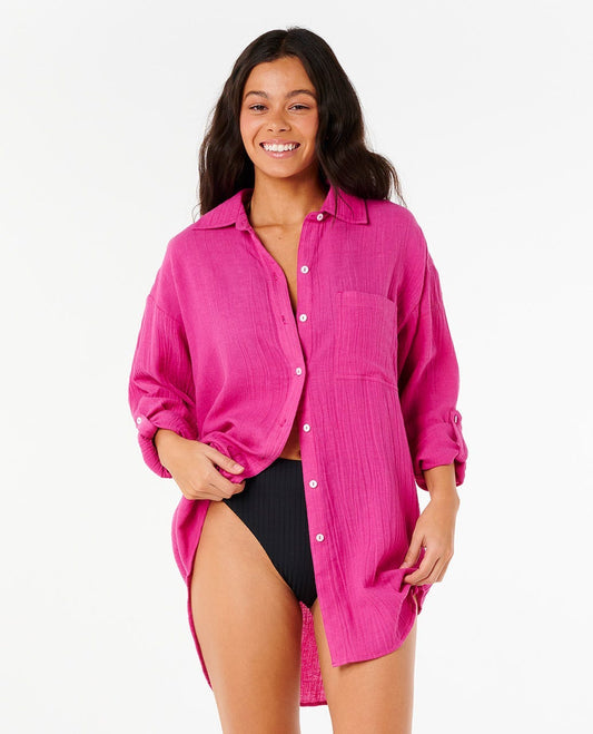 Rip Curl Premium Linen Long Sleeve Button Through Shirt Rip Curl