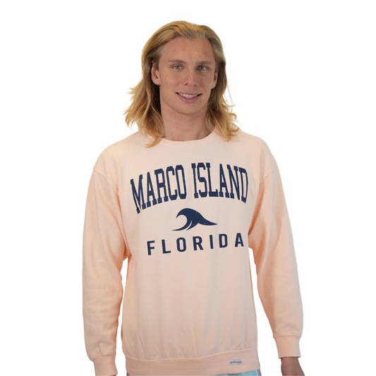 Marco Island Wave Crewneck Peach  Unisex Sweatshirt Style Gd05