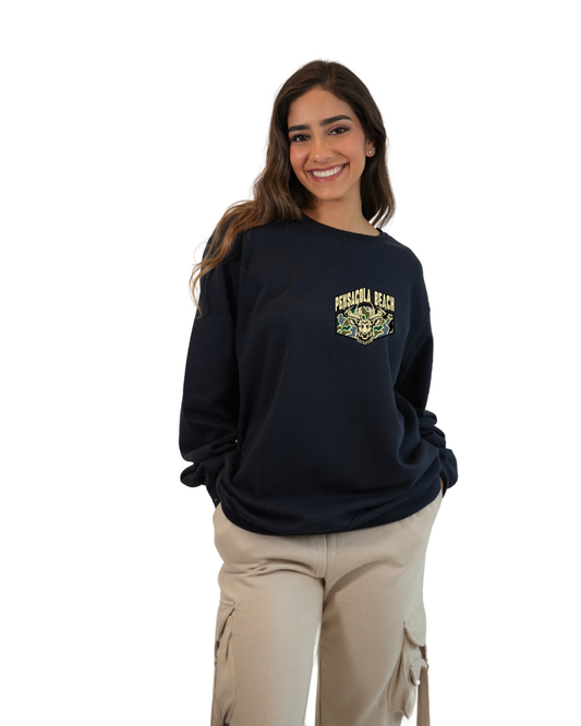 Pensacola Beach Deer Women Crewneck – Camouflage Edition