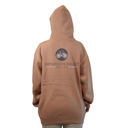 Pensacola Beach front bycicle pocket design and back big Bycicle Design Pullover Hoodie Women Style 252