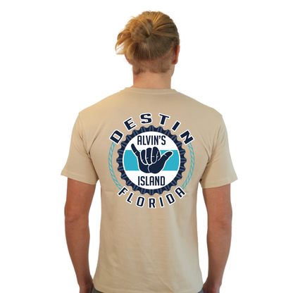 Destin Combed Cotton Men T-Shirt with a Alvin's island Hang Loose Design Style CC1000