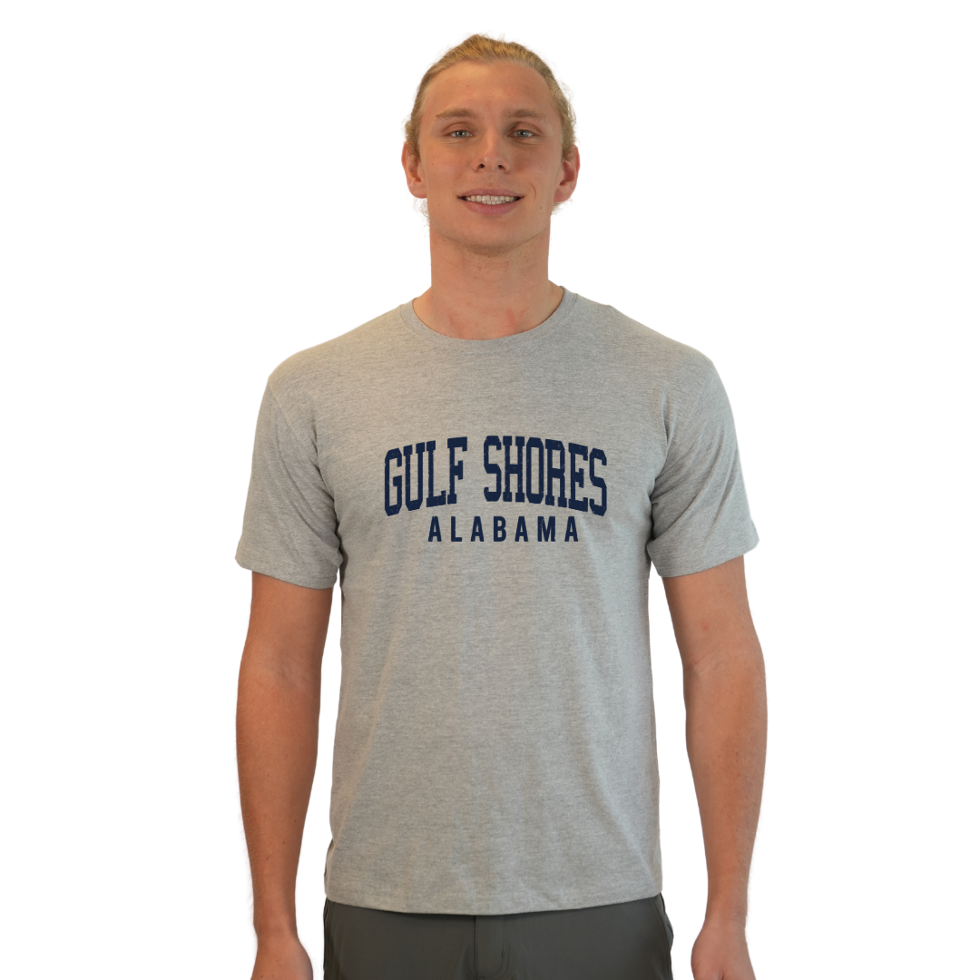 Gulf Shores Alabama Combed Cotton Men T-Shirt with Navy City Name Style CC1000