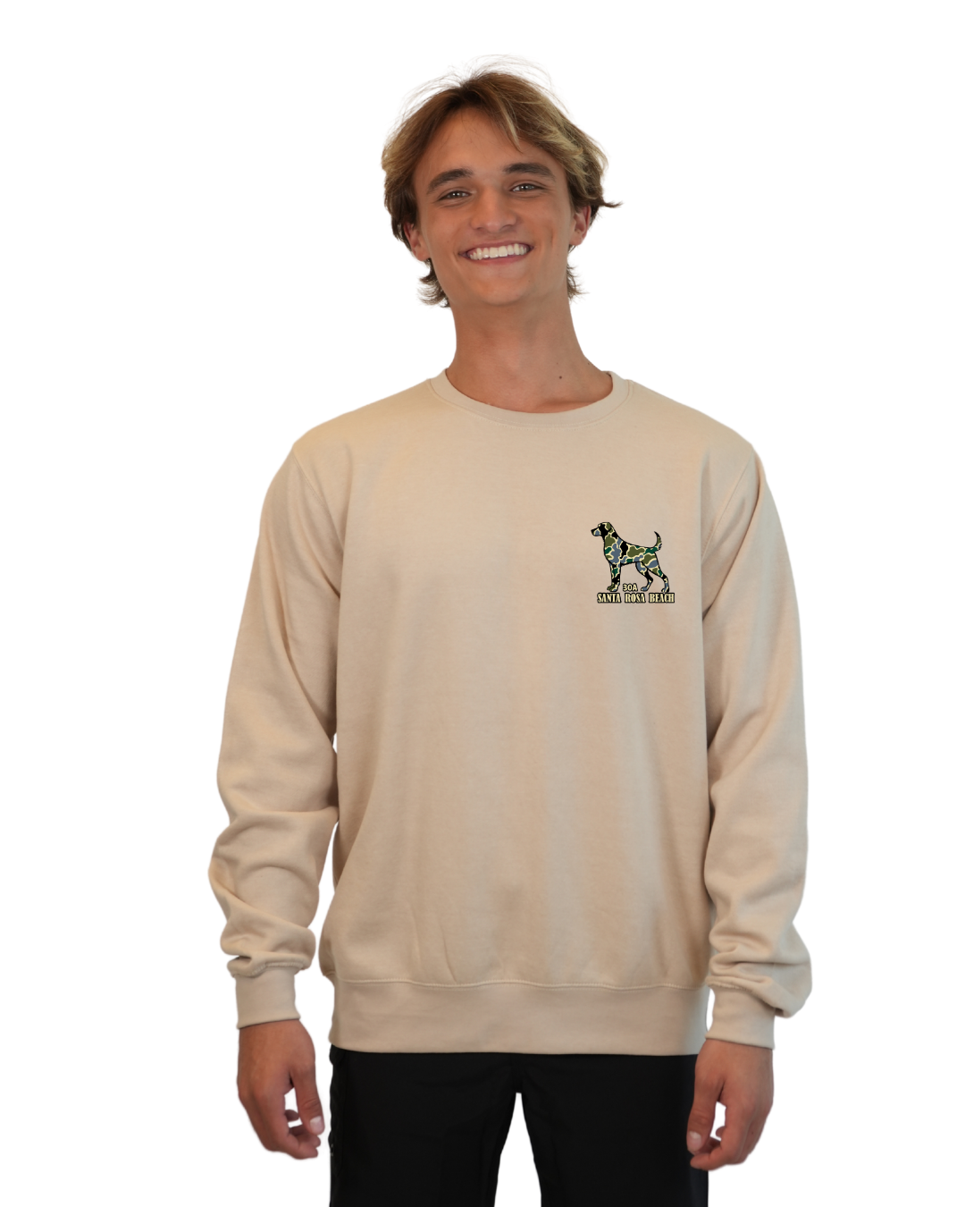 Santa Rosa Beach Dog Men Crewneck – Camouflage Edition crewneck alvinsisland.com Oyster S