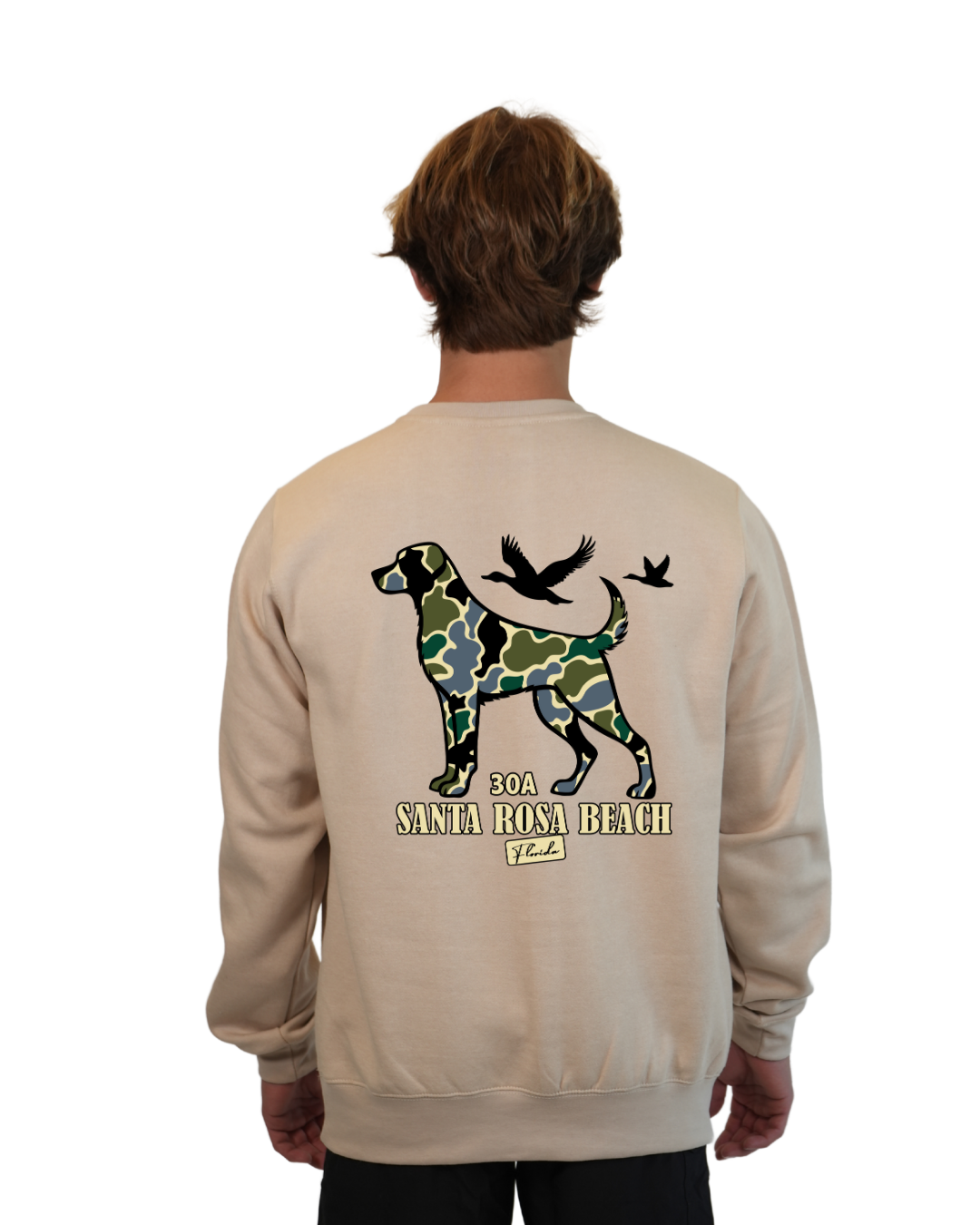 Santa Rosa Beach Dog Men Crewneck – Camouflage Edition crewneck alvinsisland.com