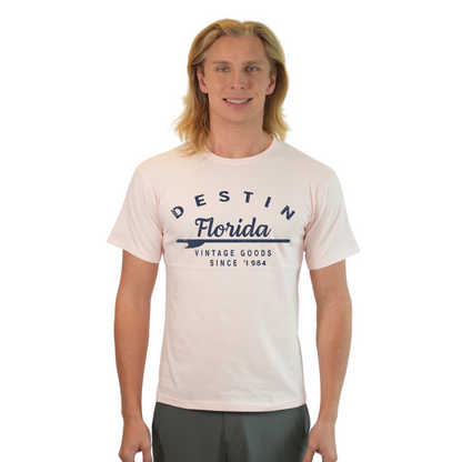 Destin Florida Combed Cotton Men T-Shirt with a Front Arrow Vintage Goods Since 1984 Design Style CC1000