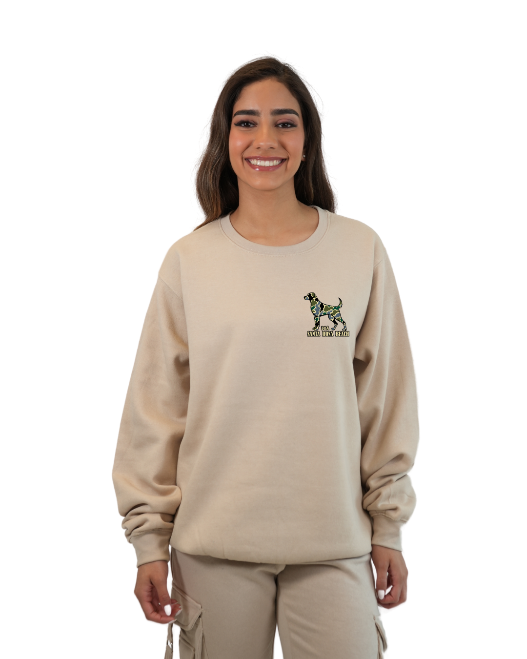 Santa Rosa Beach Dog Women Crewneck – Camouflage Edition crewneck alvinsisland.com Oyster S