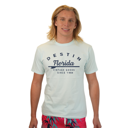 Destin Florida Combed Cotton Men T-Shirt with a Front Arrow Vintage Goods Since 1984 Design Style CC1000