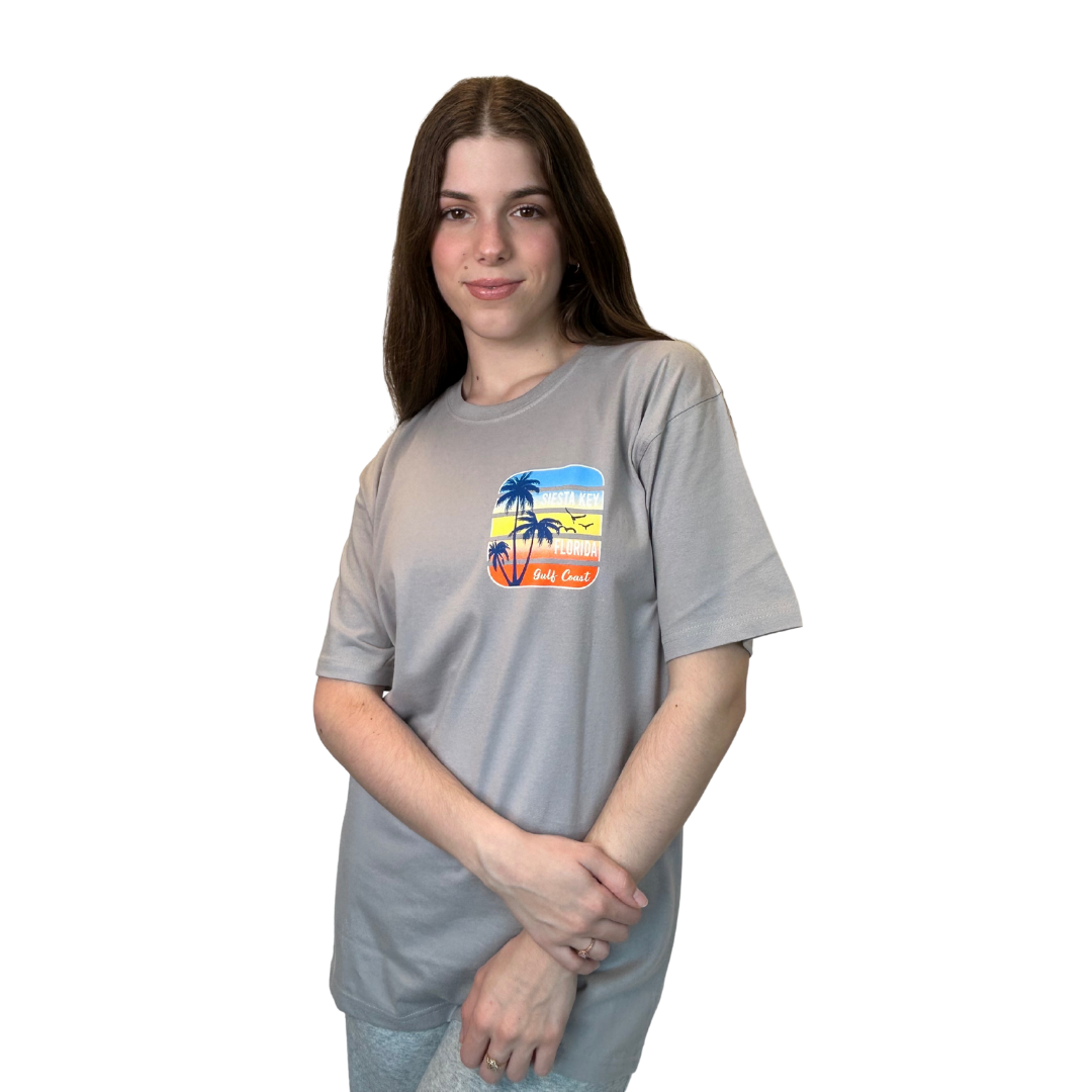 Siesta Key, Fl 3 Palm Trees Gulf Coast T-Shirt Style Cc1000 T-SHIRT alvinsisland.com Silver S