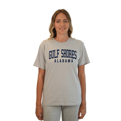 Gulf Shores Alabama Combed Cotton Women T-Shirt with Navy City Name Style CC1000