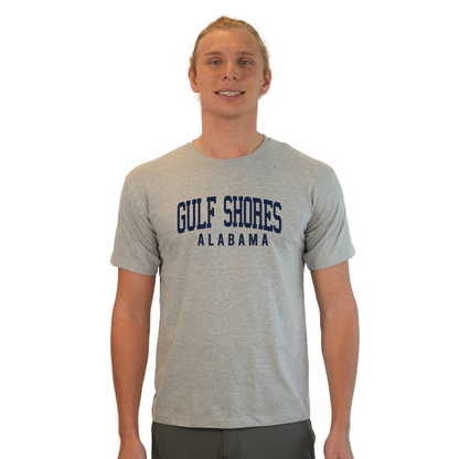 Gulf Shores Alabama Combed Cotton Men T-Shirt with Navy City Name Style CC1000