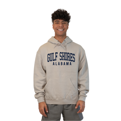 Gulf Shores Alabama Pullover Hoodie Men with Navy Big Front Letters City Name Design Style 252