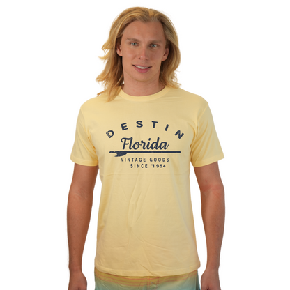 Destin Florida Combed Cotton Men T-Shirt with a Front Arrow Vintage Goods Since 1984 Design Style CC1000