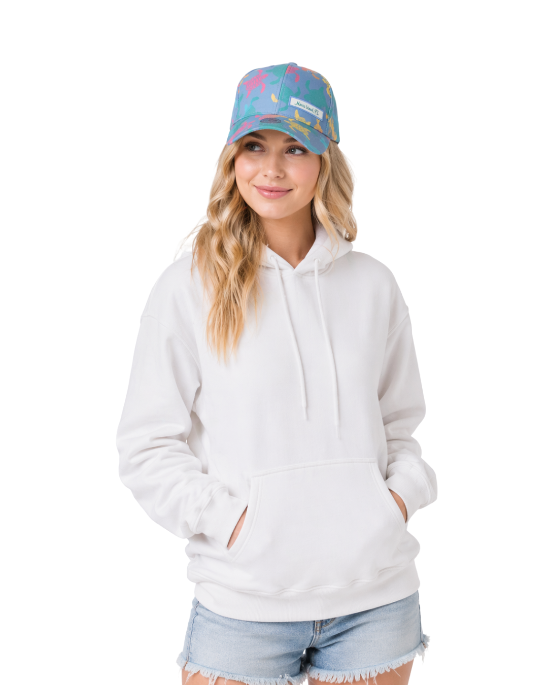 Marco Island, Fl Turtle Design Adjustable Cap CAP alvinsisland.com Ice Blue One size