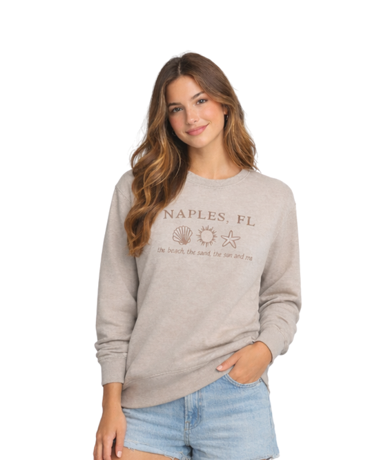 Naples, FL Embroidered Women’s Crewneck crewneck alvinsisland.com S Cappuccino