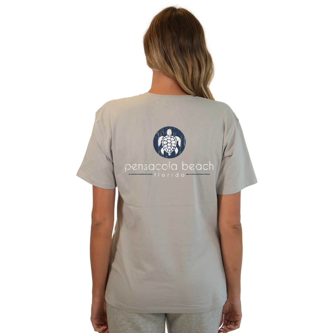 Pensacola Beach with front SeaTurtle's pocket design and back big SeaTurtle's Design T-Shirt Women Style CC1000