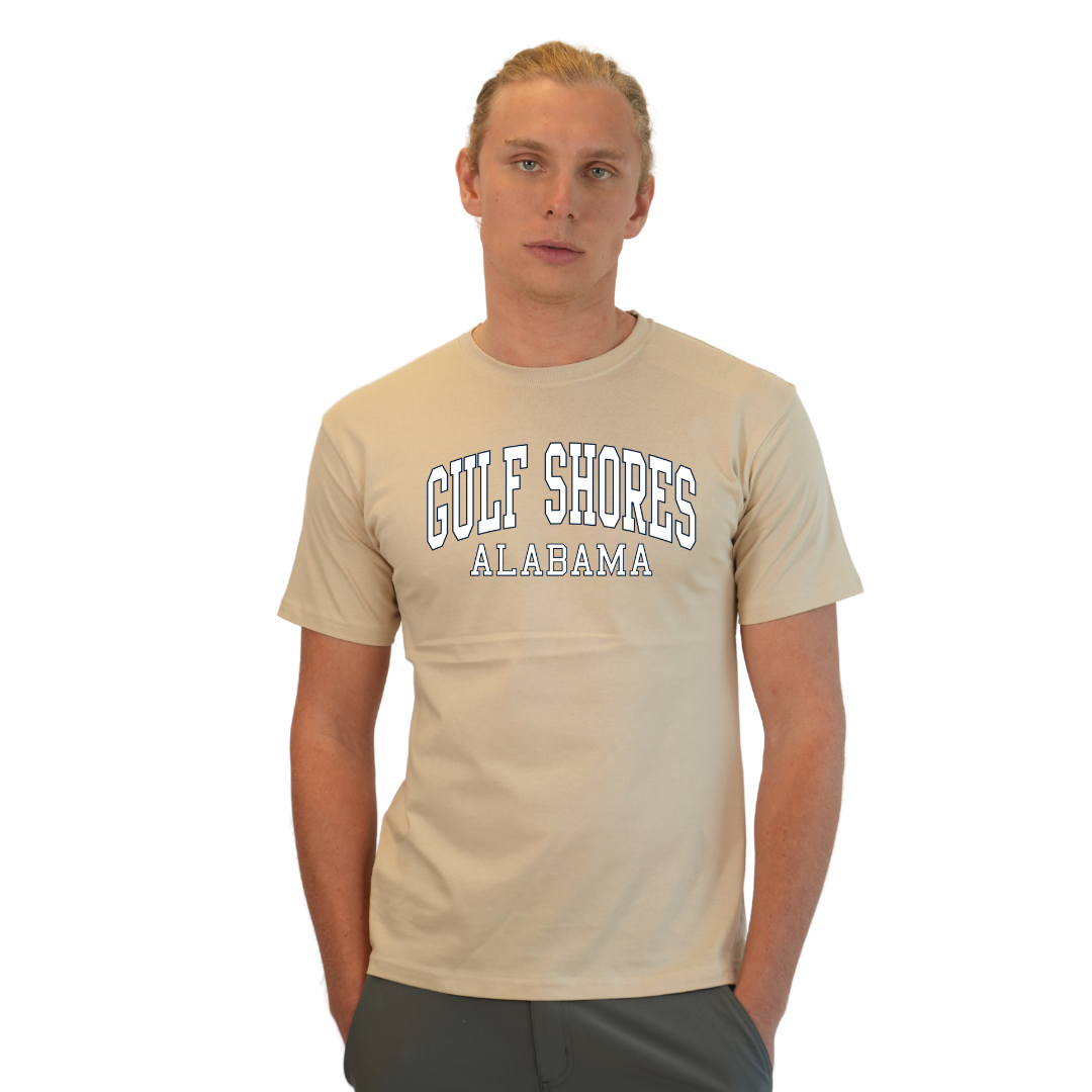 Gulf Shores Alabama Combed Cotton Men T-Shirt with White City Name Style CC1000