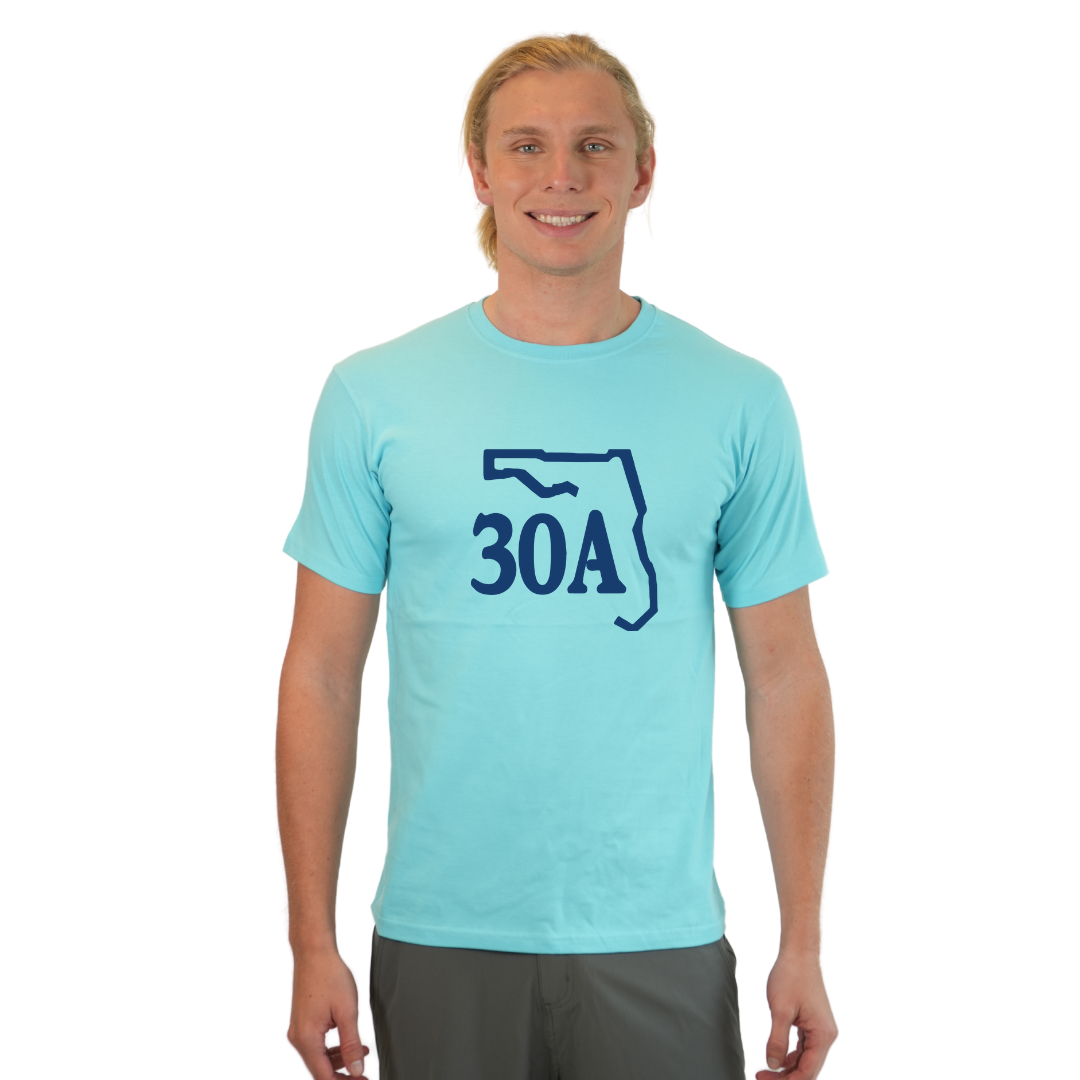 30A Map, Florida Panhandle Design T-Shirt Men T-SHIRT alvinsisland.com Lagoon S