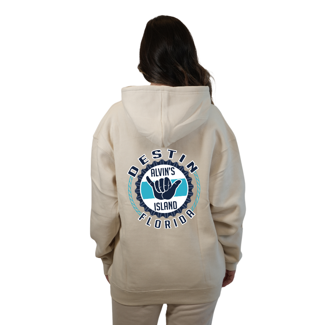 Destin Pullover Hoodie Women with Alvin's Island Hang Loose Front and Back Design Style 252