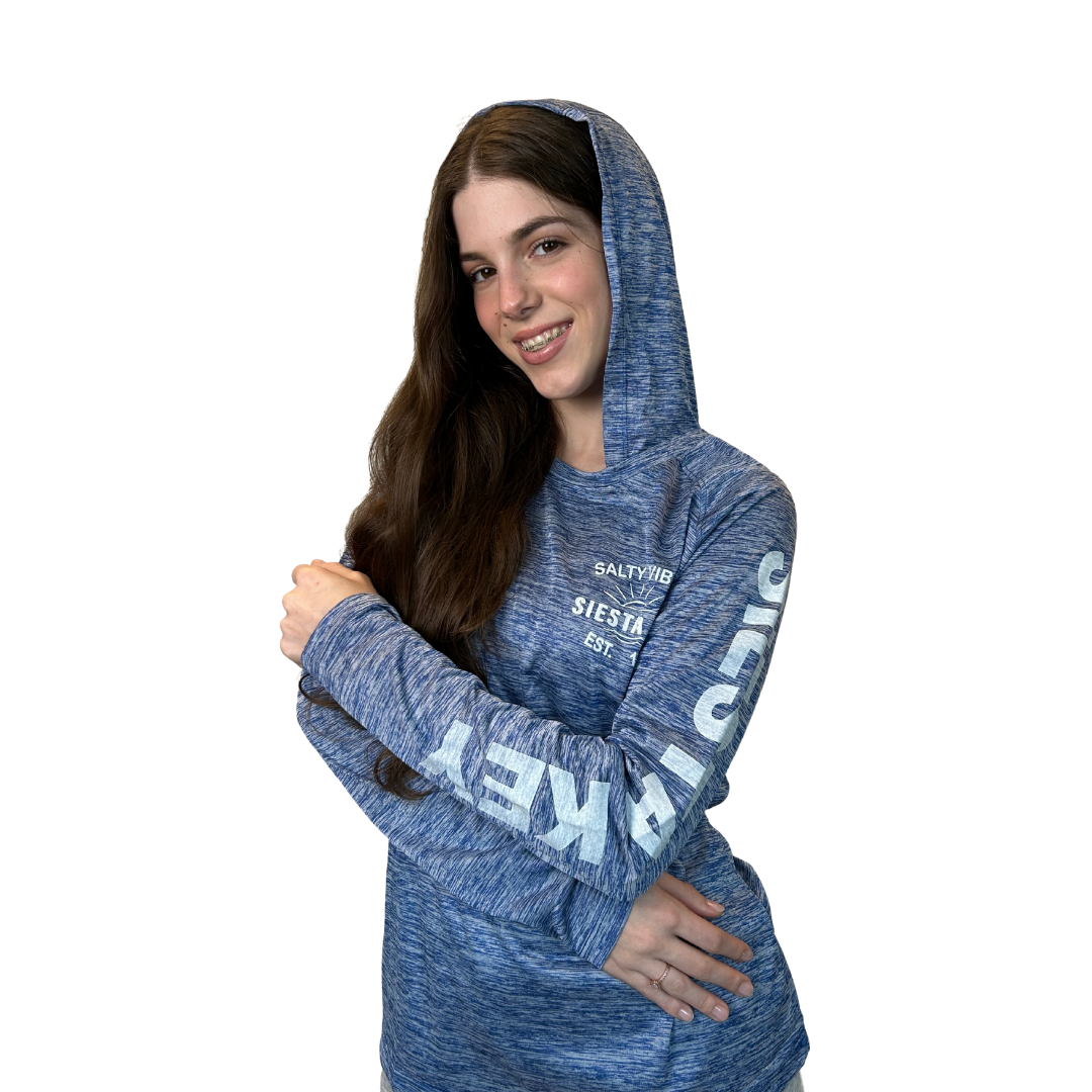 Siesta Key, Fl Salty Vibes Dry Fit 30 UPF Sun Protection Long Sleeve with Hoodie