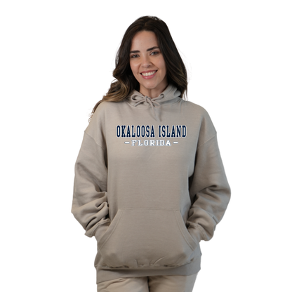 Okaloosa Island Hoodie Women  with Navy City Name Front Design Style 252