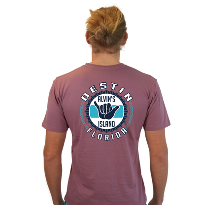 Destin Combed Cotton Men T-Shirt with a Alvin's island Hang Loose Design Style CC1000