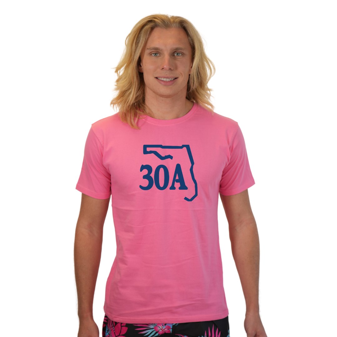 30A Map, Florida Panhandle Design T-Shirt Men T-SHIRT alvinsisland.com Flamingo S